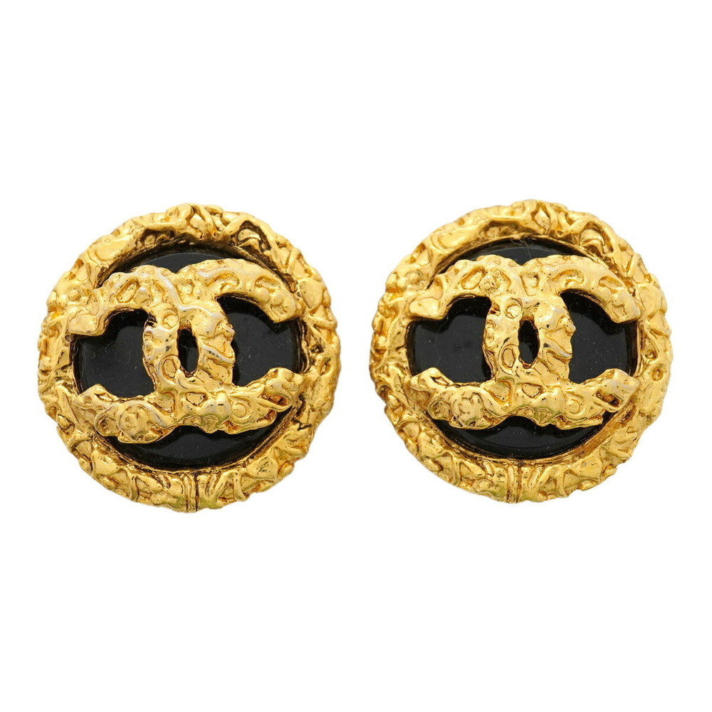 CHANEL Black Logo Earrings